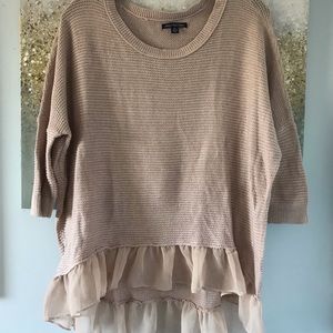 American Eagle Hi-Low Sweater with chiffon ruffle